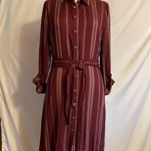 NWT Burgundy Blu Pepper Day to Day Shirt Style Midi Dress